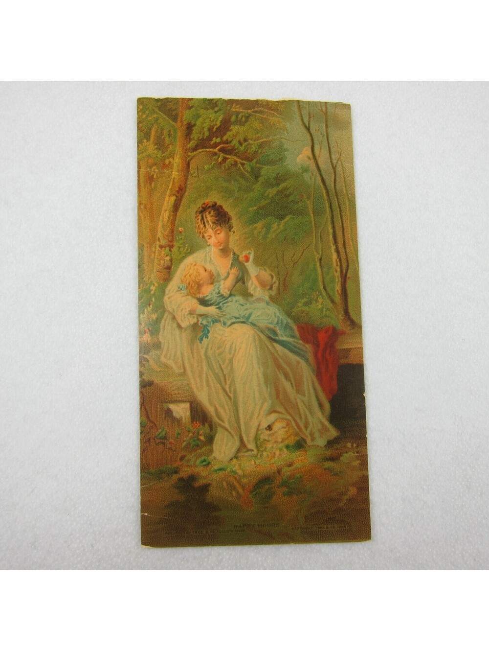 Antique 1880 Victorian Print Chromolithograph Mother Child Happy Hours True & Co
